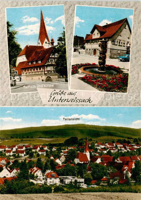 Unterweissach Rathaus Kirche Brunnen Panorama