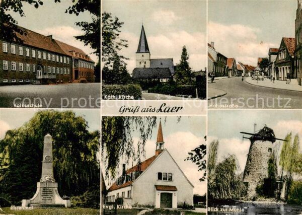 Laer Steinfurt Volksschule Kath Kirche Hohestrasse Ehrenmal Ev Kirche Blick zur