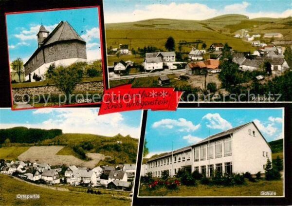 Wunderthausen Bad Berleburg Kirche Panorama Ortspartie Schule