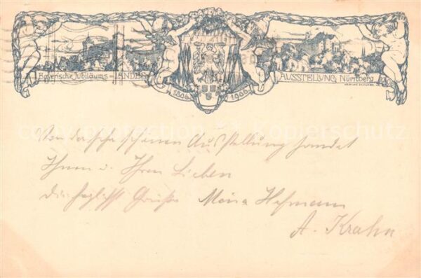 Nuernberg Bayerische Jubilaeums-Landesausstellung Kuenstlerkarte