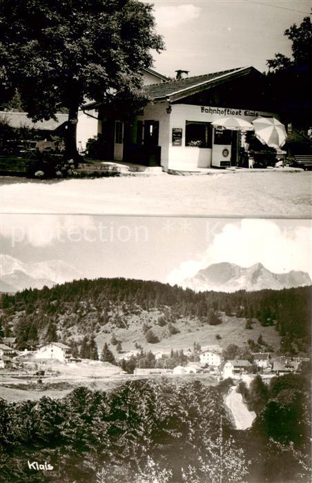 Klais Bahnhofkiosk Landschaftspanorama Alpen