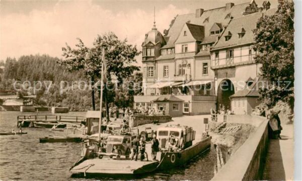 Saalburg Saale HO-Hotel Kranich mit Lastenfaehre