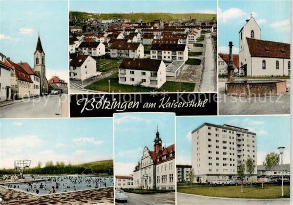 Boetzingen Teilansichten Wohnsiedlung Hochhaus Kirche Brunnen Freibad