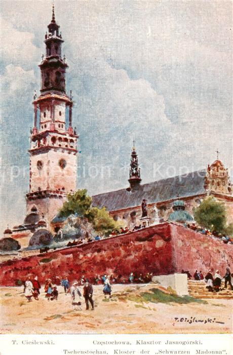 Tschenstochau Schlesien Kloster der Schwarzen Madonna Kuenstlerkarte