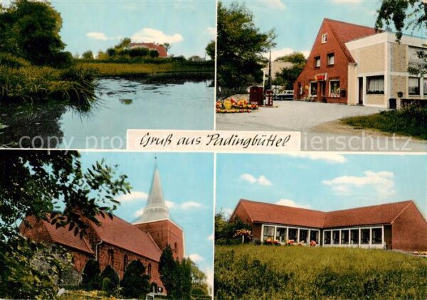 Padingbuettel Partie am Wasser Ortsmotive Kirche