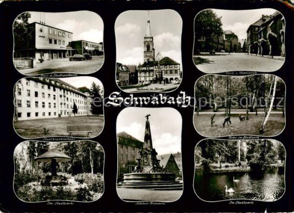 Schwabach Stadtsparkasse Rathaus Kirche Stadtpark Krankenhaus Brunnen Rehe