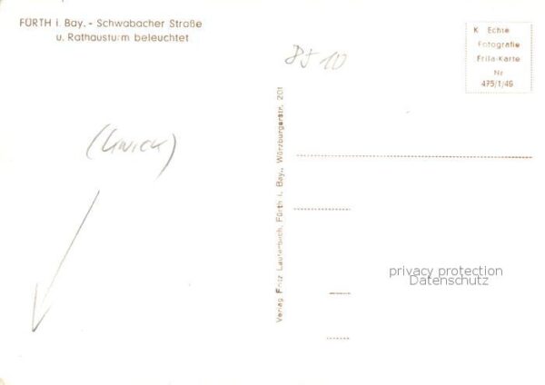 Fuerth Bayern Schwabacher Strasse und Rathausturm beleuchtet – Bild 2