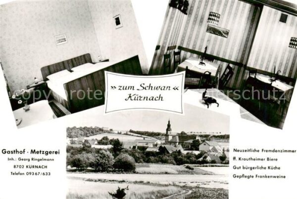 Kuernach Gasthof Metzgerei Zum Schwan Zimmer Gaststube Panorama