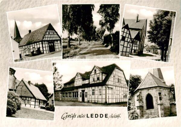 Ledde Teilansichten Fachwerkhaeuser Kapelle Gasthaus Waldesruh