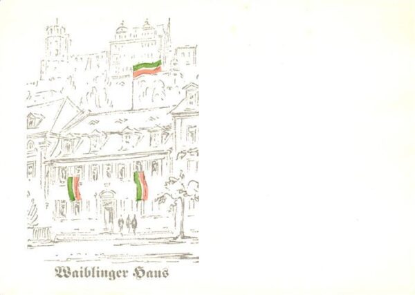 Heidelberg Neckar Waiblinger Haus Zeichnung