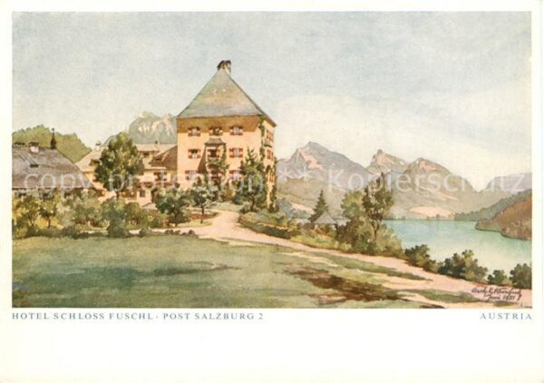 Fuschl See Salzkammergut AT Hotel Schloss Fuschl Kuenstlerkarte