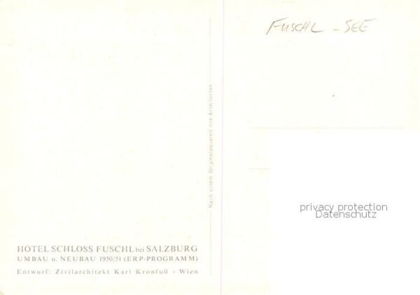 Fuschl See Salzkammergut AT Hotel Schloss Fuschl Kuenstlerkarte – Bild 2