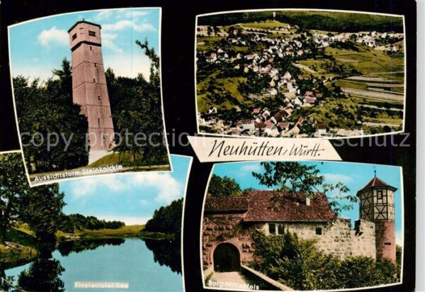 Neuhuetten Wuestenrot Aussichtsturm Steinknickle Finsterroter See Fliegeraufnahm