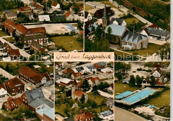 Laggenbeck Ibbenbueren Fliegeraufnahmen mit Kirche und Freibad