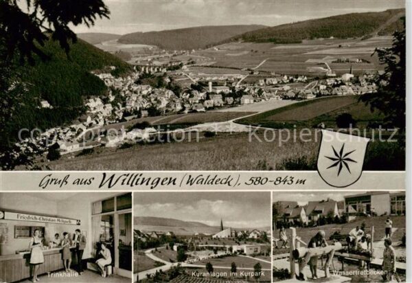 Willingen Sauerland Panorama Trinkhalle Kurgarten mit Kurhalle Wassertretbecken