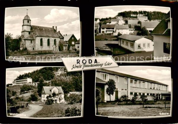 Roda Hessen Kirchpartie Panorama Waldpartie Schule