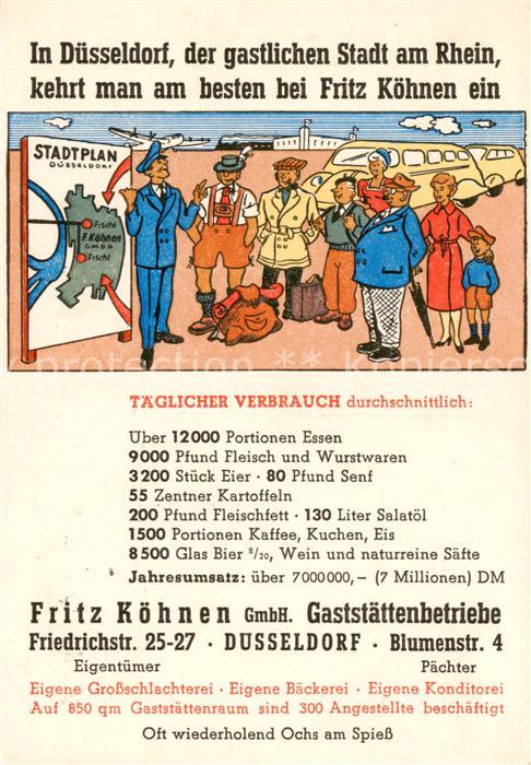 Duesseldorf Fritz Koehnen GmbH Gaststaettenbetriebe Baeckerei Konditorei