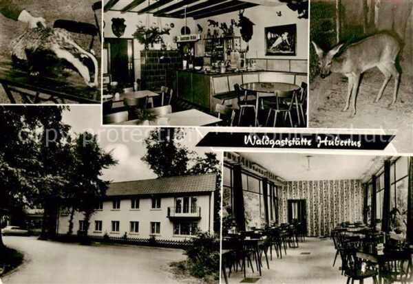 Gernsheim Waldgaststaette Hubertus Gastraeume Dach und Reh