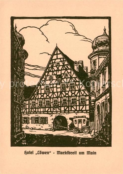 Marktbreit Hotel Loewen Gaestehaus Schloesschen Zeichnung