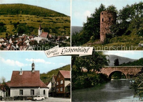 Eichenbuehl  Unterfranken Panorama Kirche Turm Bruecke Kapelle