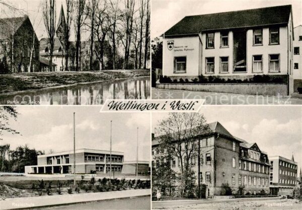 Mettingen Westfalen Partie am Teich Realschule Agathaschule Rathaus