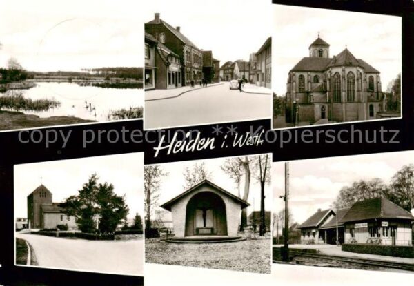 Heiden Lippe Westfalen Weiher Strassenpartie Kirche Kapelle Bahnhof