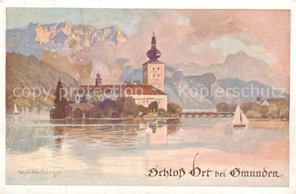 Gmunden Traunsee Salzkammergut AT Schloss Ort Kuenstlerkarte Karte Nr. 1897