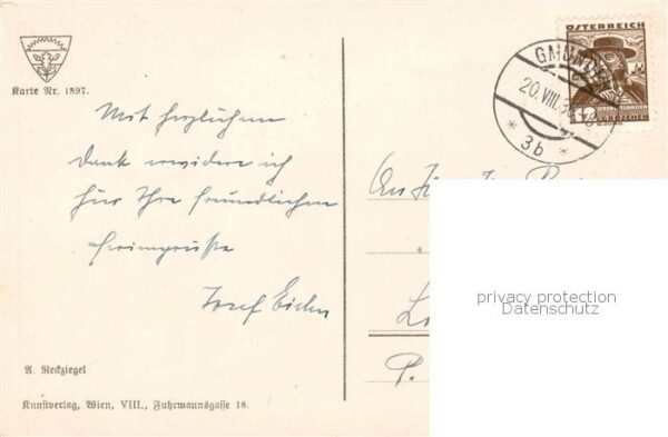 Gmunden Traunsee Salzkammergut AT Schloss Ort Kuenstlerkarte Karte Nr. 1897 – Bild 2