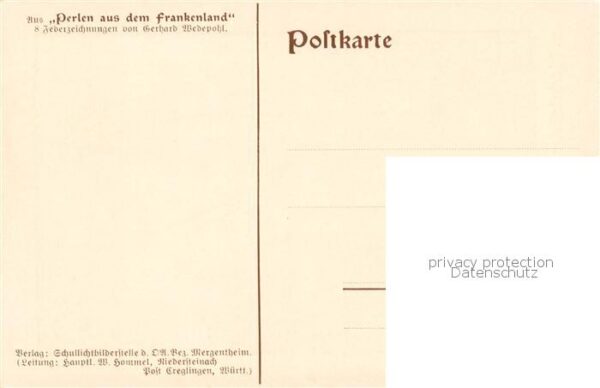 Markelsheim Partie bei der alten Klosterkirche Engelberg Kuenstlerkarte Federzei – Bild 2