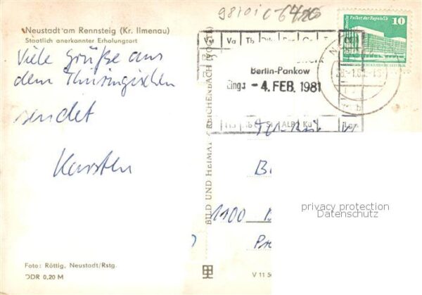 Neustadt Rennsteig Ortszentrum mit Kirche Erholungsort im Winter – Bild 2
