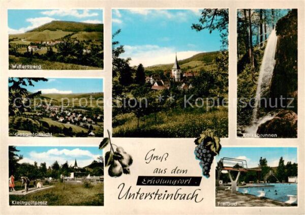 Untersteinbach Pfedelbach Landschaftspanorama Blick zum Wilfersberg Kirche Kalsb