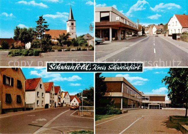 Schwanfeld Ortsansichten Kirche Schule