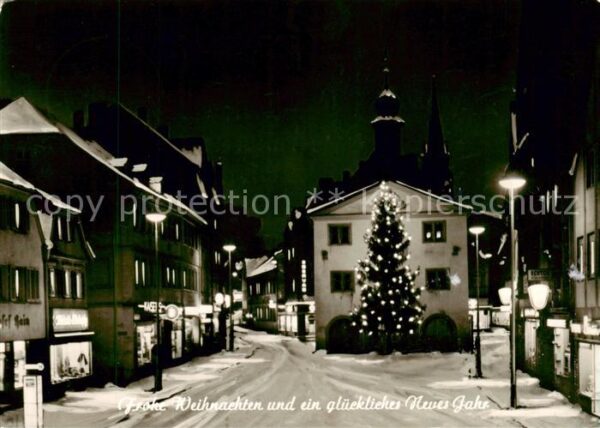 Bad Kissingen Ortszentrum zur Weihnachtszeit Nachtaufnahme