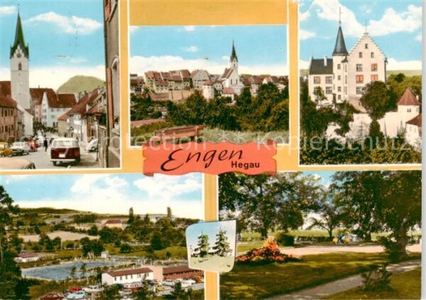 Engen Hegau Ortsansichten mit Kirche Freibad Parkanlagen