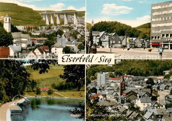 Eiserfeld Siegen Stadtmitte Kirche Siegtal-Autobahnbruecke Strassenkreuzung Spar