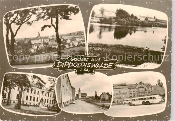 Dippoldiswalde Osterzgebirge Panorama Ortsansichten Bus Partie am Wasser