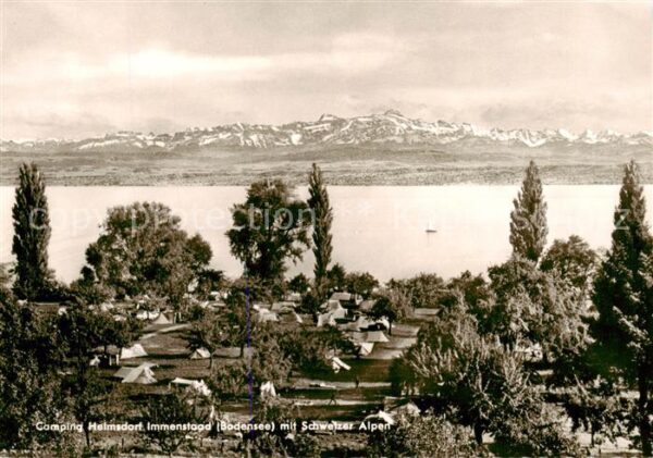 Immenstaad Bodensee Camping Helmsdorf mit Schweizer Alpen