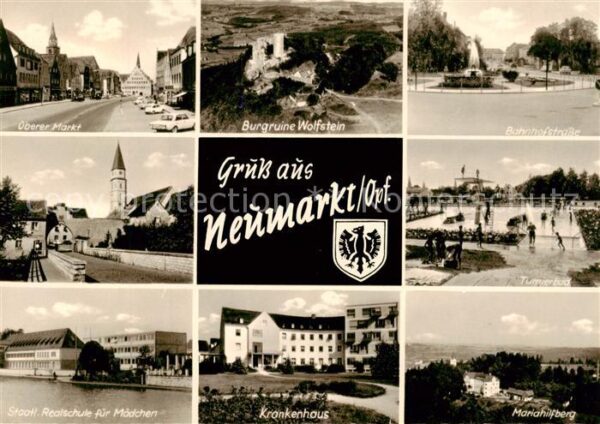 Neumarkt Oberpfalz Oberer Markt Bruecke Kirche Schule Krankenhaus Burgruine Wolf