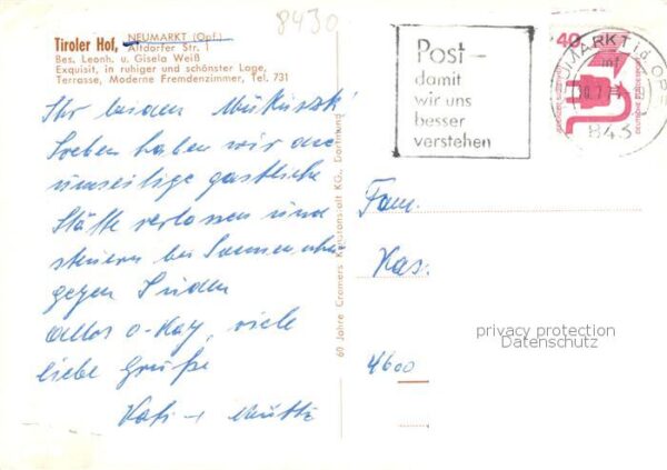 Neumarkt Oberpfalz Tiroler Hof Gasthaus Pension Gartenterrasse – Bild 2