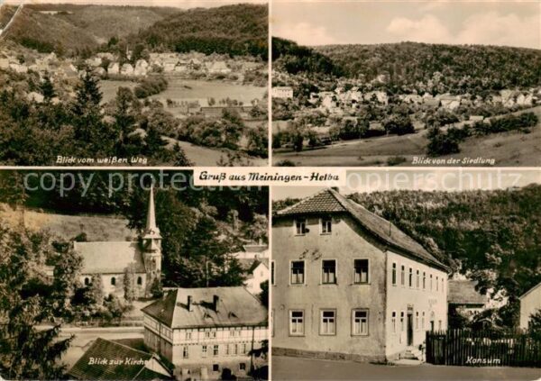 Helba Meiningen Panorama Blick vom weissen Weg Siedlung Kirche Konsum