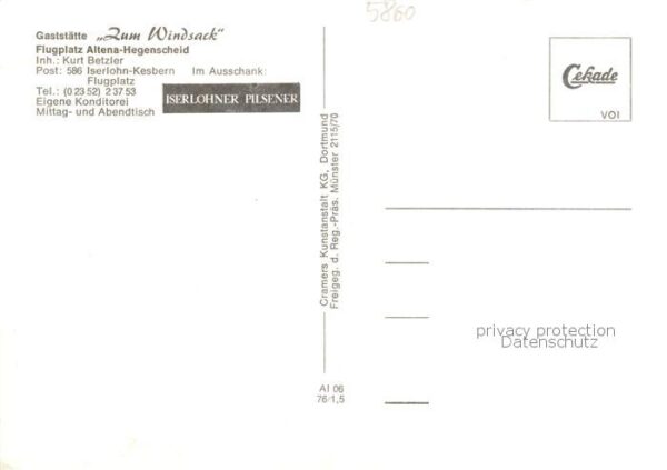 Kesbern Gaststaette Zum Windsack Flugplatz Altena Hegenscheid – Bild 2