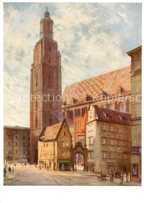 Breslau Niederschlesien Elisabethkirche Kuenstlerkarte