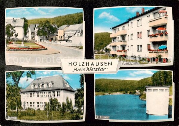 Holzhausen Wetzlar Ortsansichten Wohnblock Schule Stausee