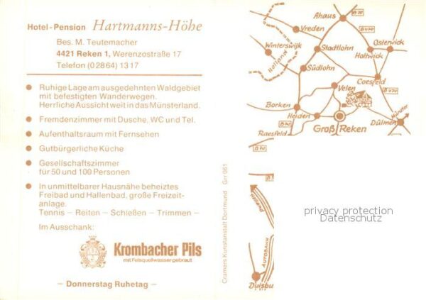 Reken Hotel Pension Hartmanns-Hoehe Restaurant – Bild 2