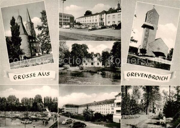 Grevenbroich Bernardus-Heim Kirche Stadtverwaltung Freibad Krankenhaus Stadtpark