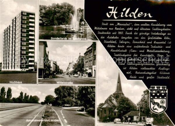 Hilden  Mettmann Hochhaus Gondelteich Stadtwald Mittelstrasse Kirche Autobahnaus