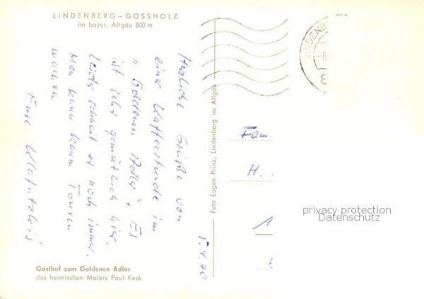 Gossholz Lindenberg Allgaeu Gasthof zum goldenen Anker Wandmalerei – Bild 2
