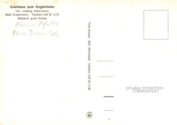 Undenheim Gasthaus zum Keglerheim Gastraum Festsaal Kegelbahn – Bild 2