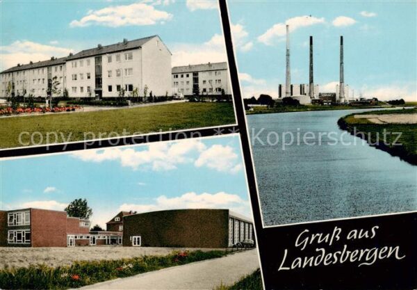 Landesbergen Wohnsiedlung Schule Partie an der Weser Kraftwerk