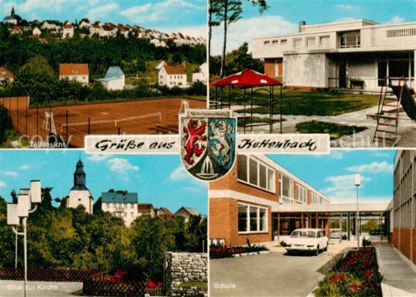Kettenbach Taunus Teilansicht mit Tennisplatz Buergerhaus Kirche Schule